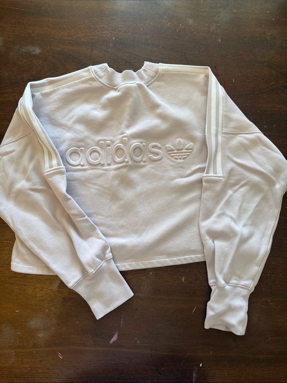 adidas pink Embossed Logo Crewneck Sweatshirt with Shoulder Stripes